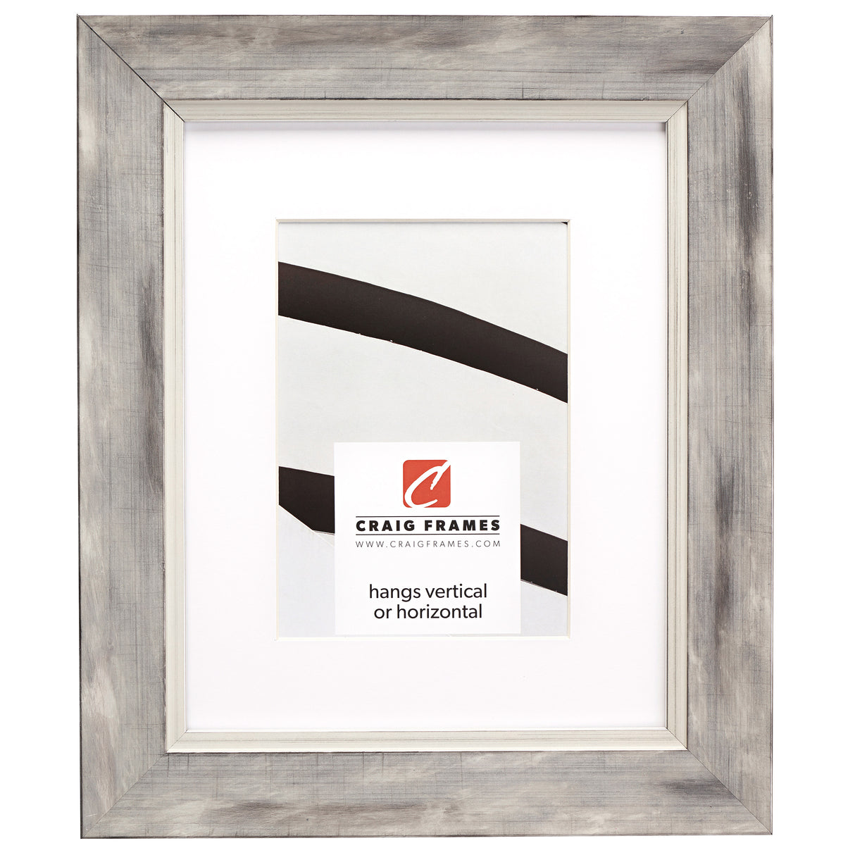 Aristocrat 1.625", Matted Distressed White and Silver Picture Frame