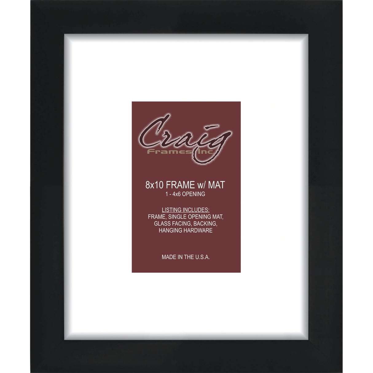 Matted Picture Frame, With 4x6 Opening and 2" Border