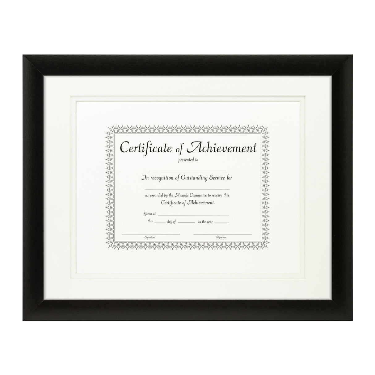 Contemporary Black Document Frame – White/White Mat