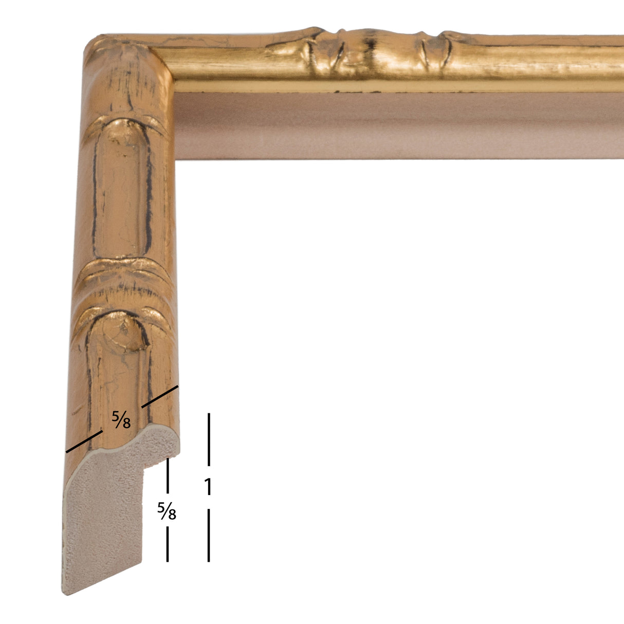 Vintage Bamboo .625", Champagne Gold Picture Frame