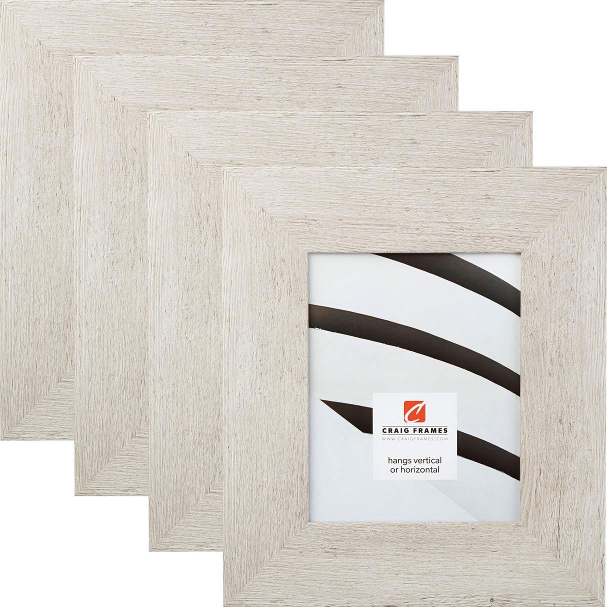 Bauhaus 300 3", Restoration White Picture Frames - 4 Piece Set
