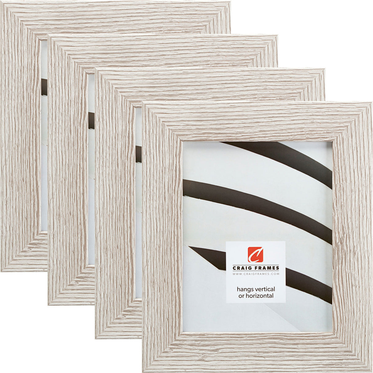 Bauhaus 200 2", Restoration White Picture Frames - 4 Piece Set