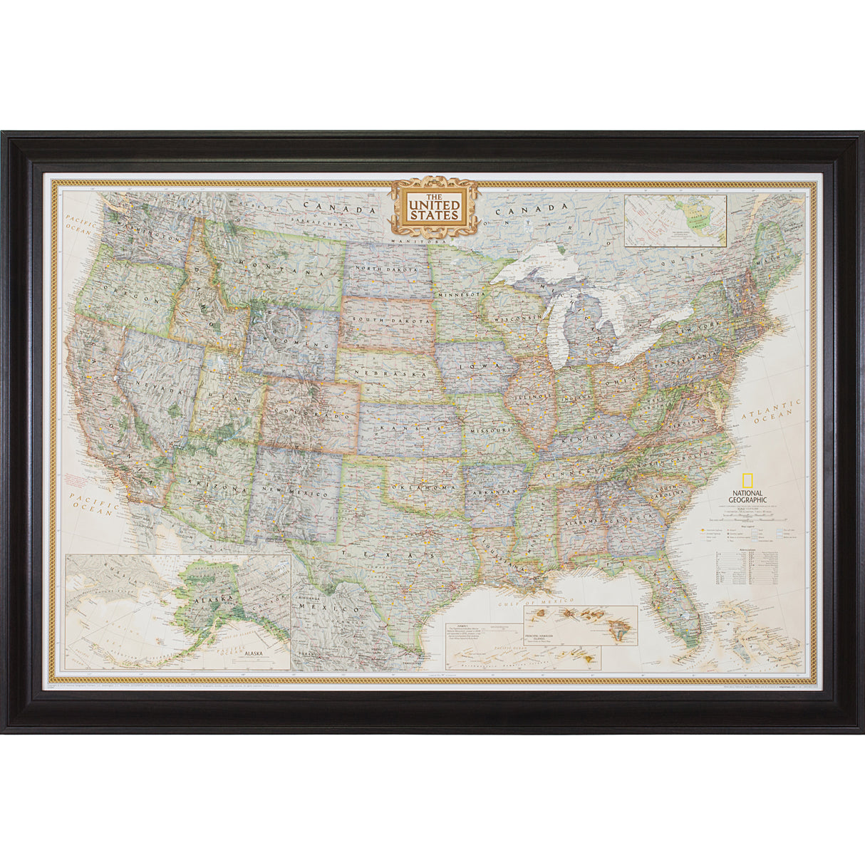Executive United States Push Pin Map – Upscale Walnut