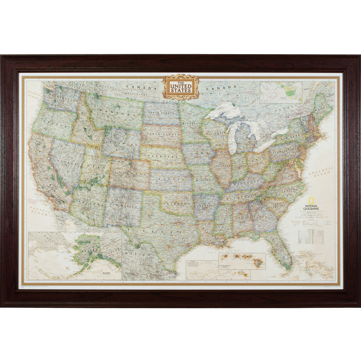 Executive United States Push Pin Map – Revival Mahogany