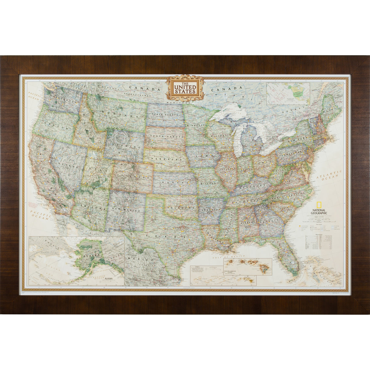 Executive United States Push Pin Map – Winston Dark Walnut