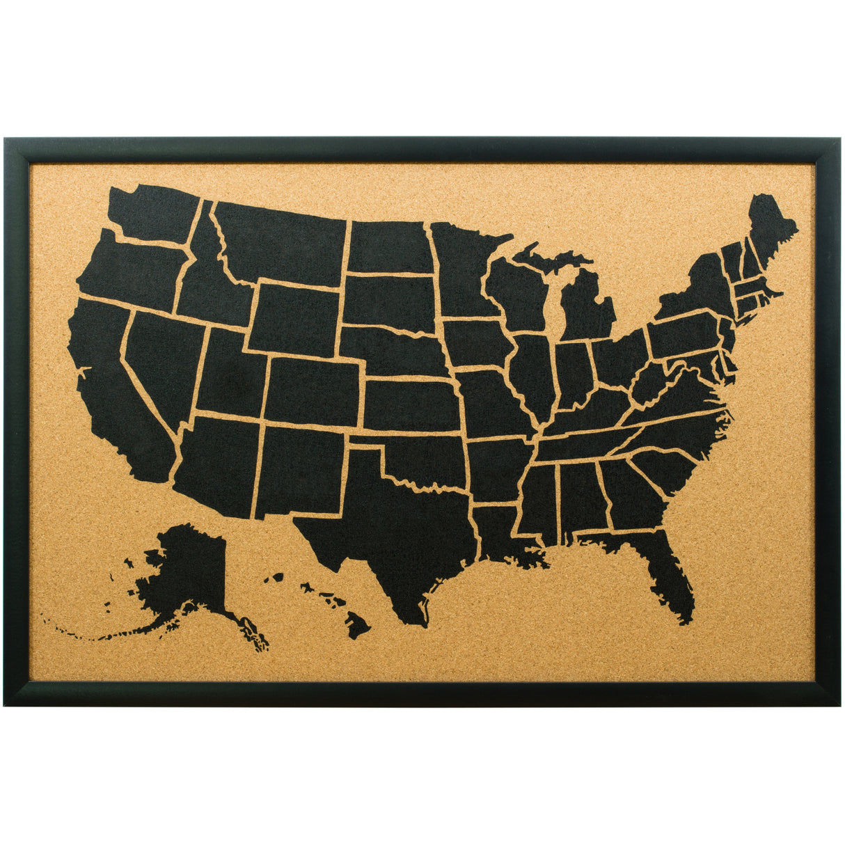 Illustrated United States Push Pin Map – Contemporary Black