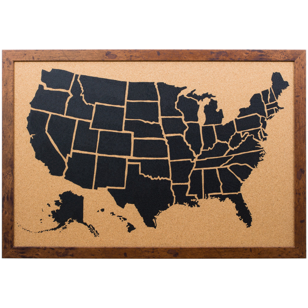 Illustrated United States Push Pin Map – Bauhaus Rustic Walnut