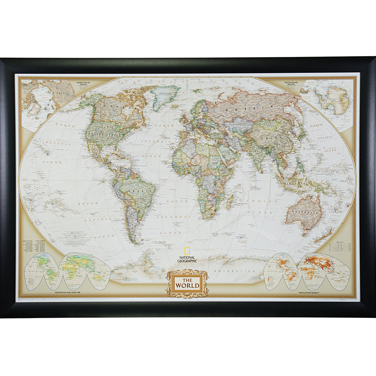 Executive World Push Pin Map – Contemporary Wide Black