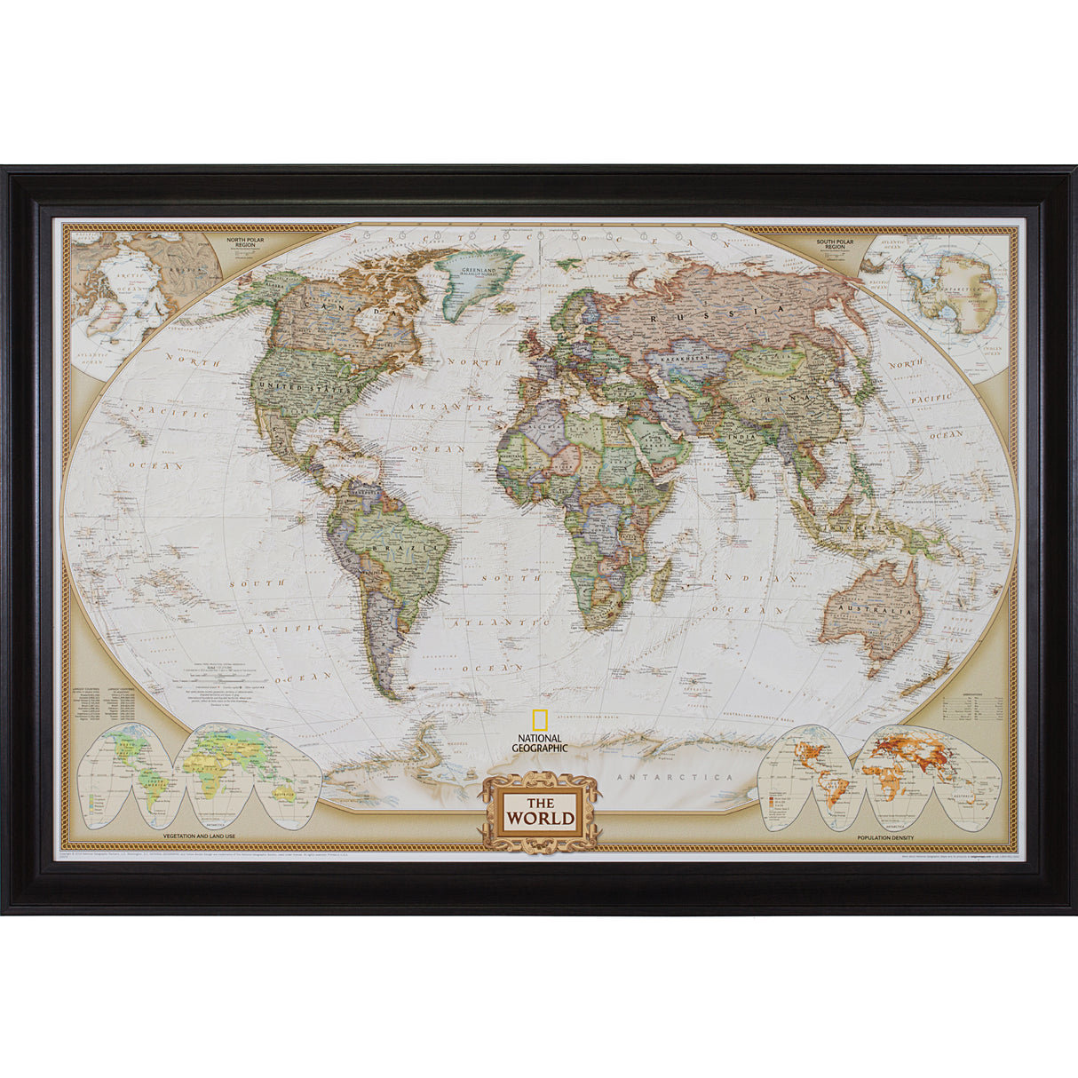Executive World Push Pin Map – Upscale Walnut