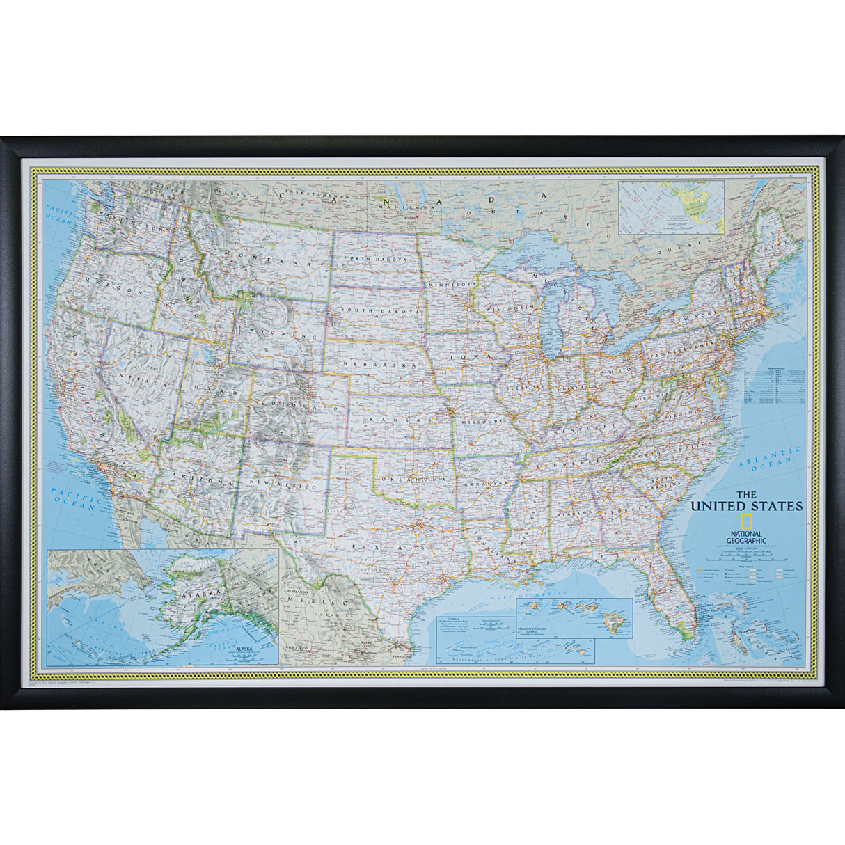 Classic United States Push Pin Map – Contemporary Black
