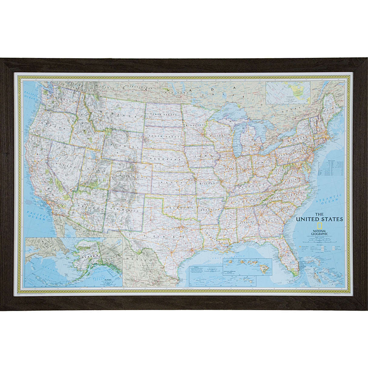 Classic United States Push Pin Map – Driftwood Black