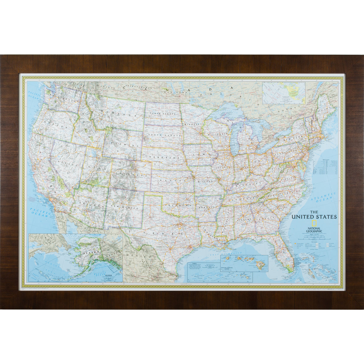 Classic United States Push Pin Map – Winston Dark Walnut