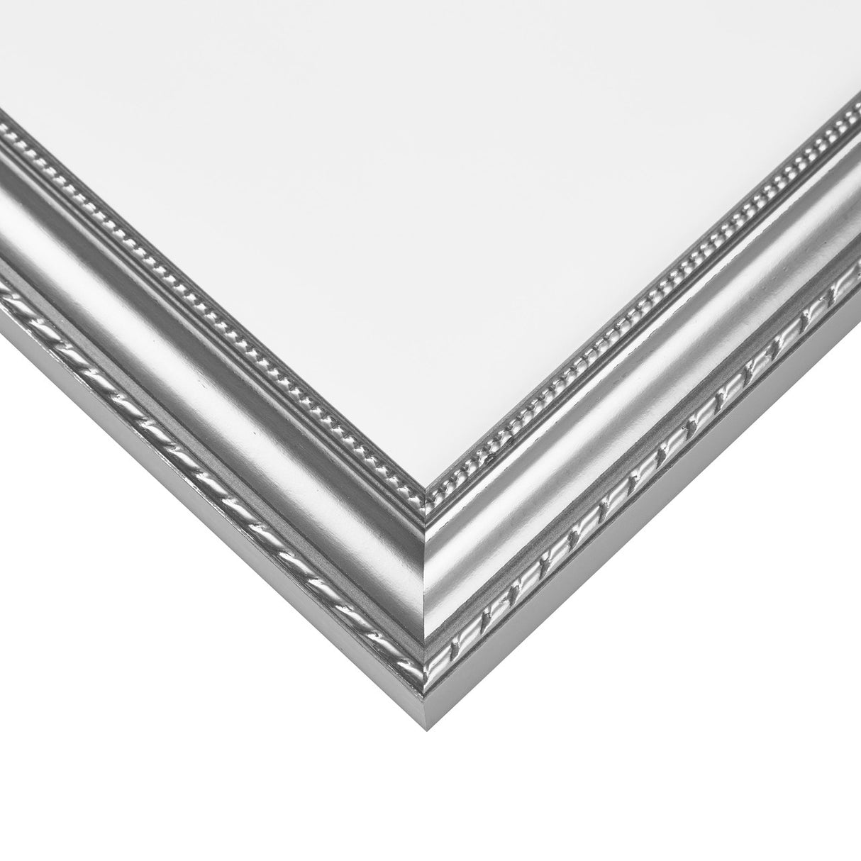 Victoria 1.375", Matted Ornate Silver Picture Frame - 4 Piece Set