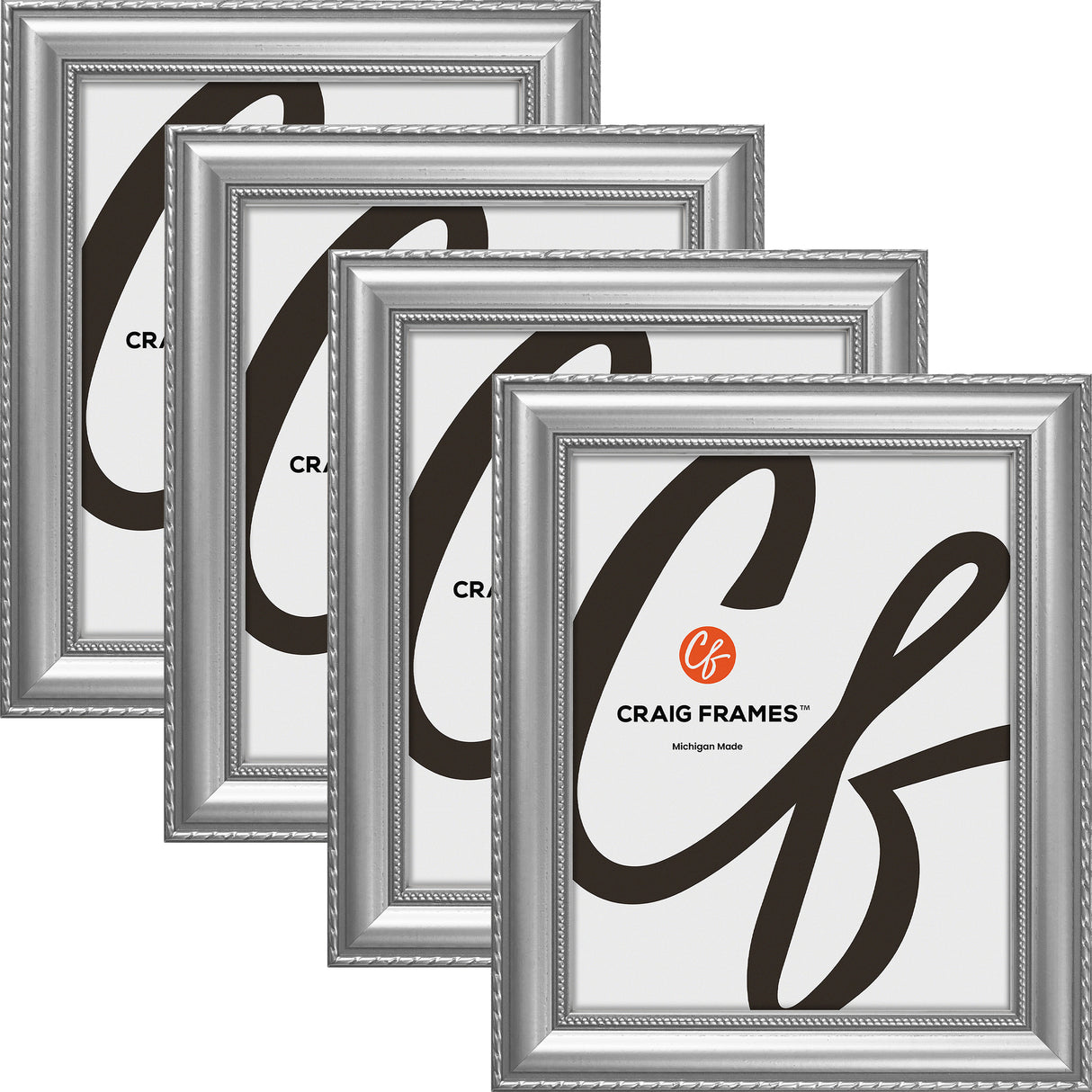 Victoria 1.375", Ornate Silver Picture Frame - 4 Piece Set
