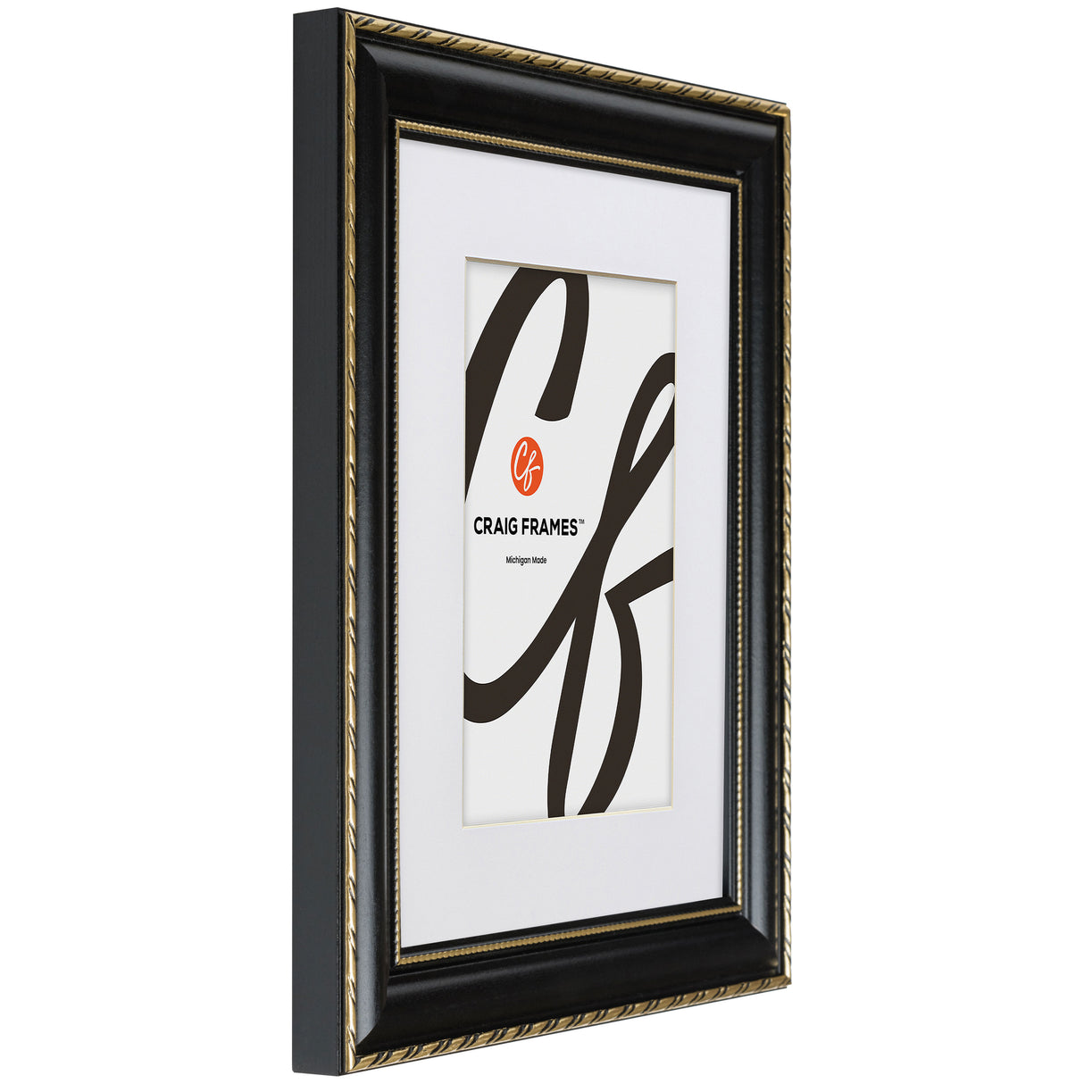 Victoria 1.375", Matted Ornate Black and Gold Picture Frame
