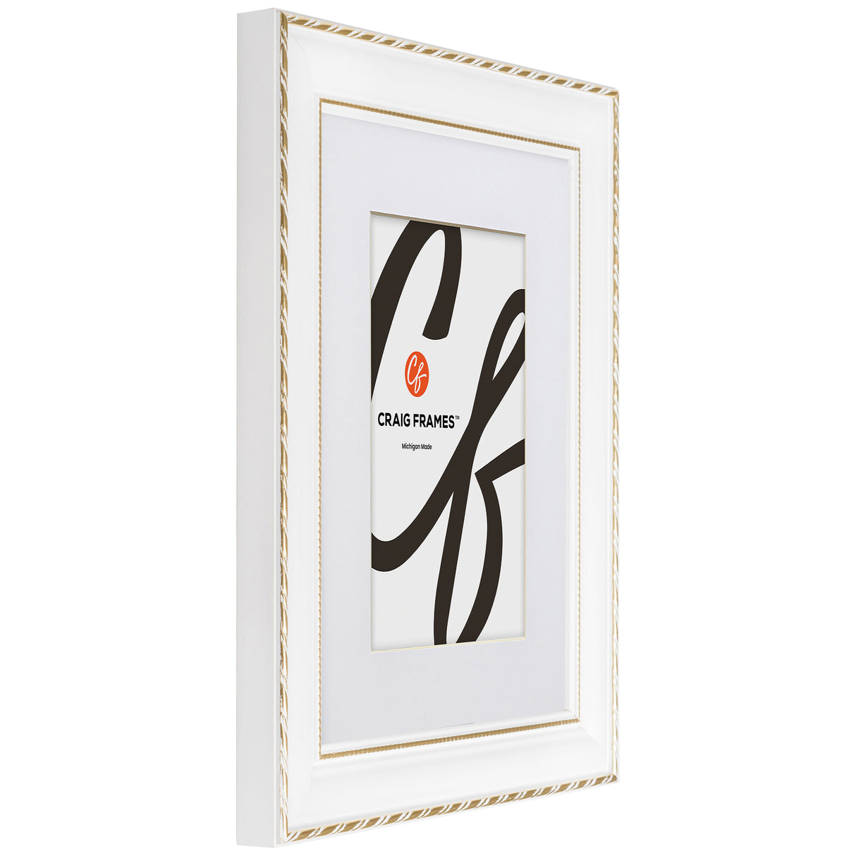 Victoria 1.375", Matted Ornate White and Gold Picture Frame