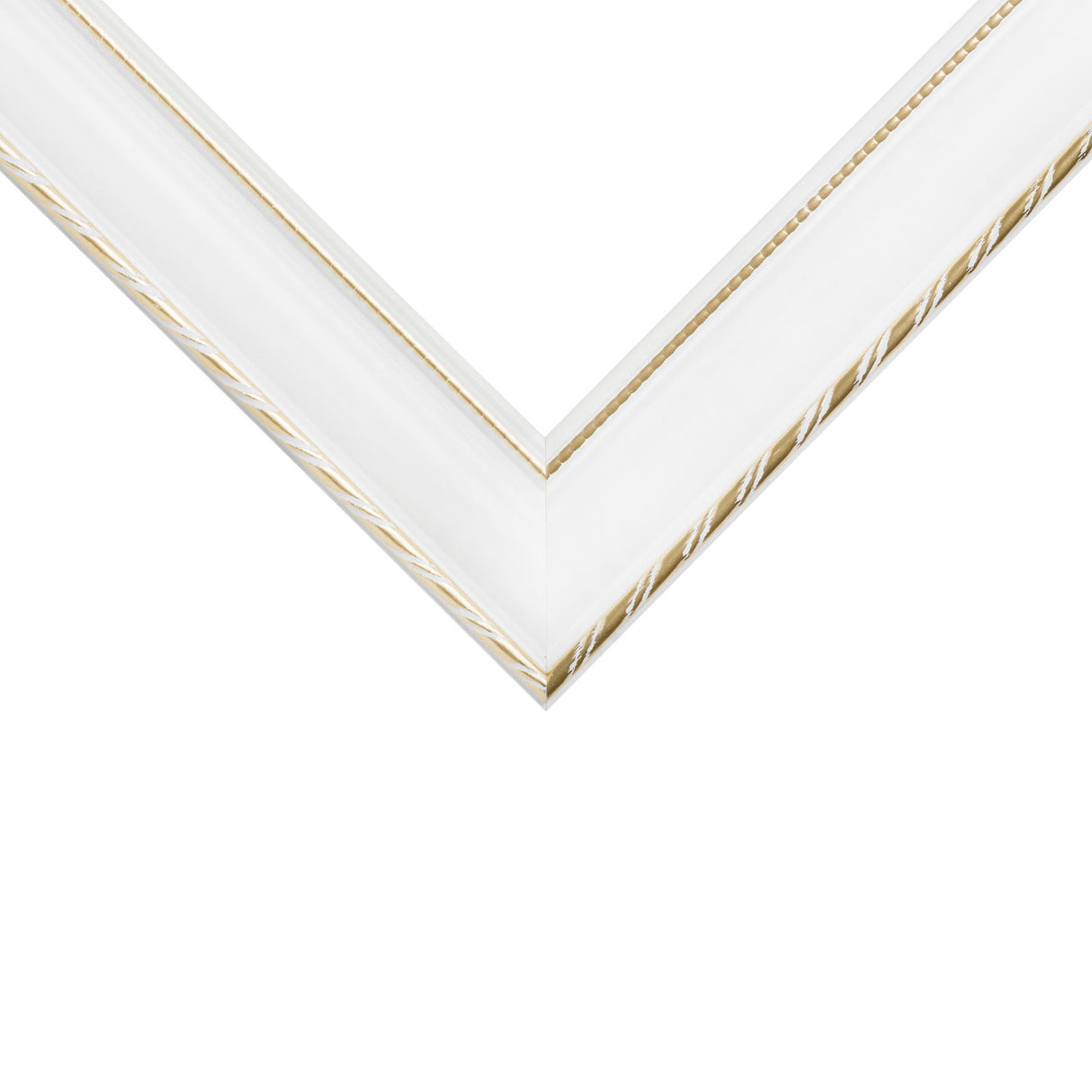 Victoria 1.375", Ornate White and Gold Picture Frame - 4 Piece Set