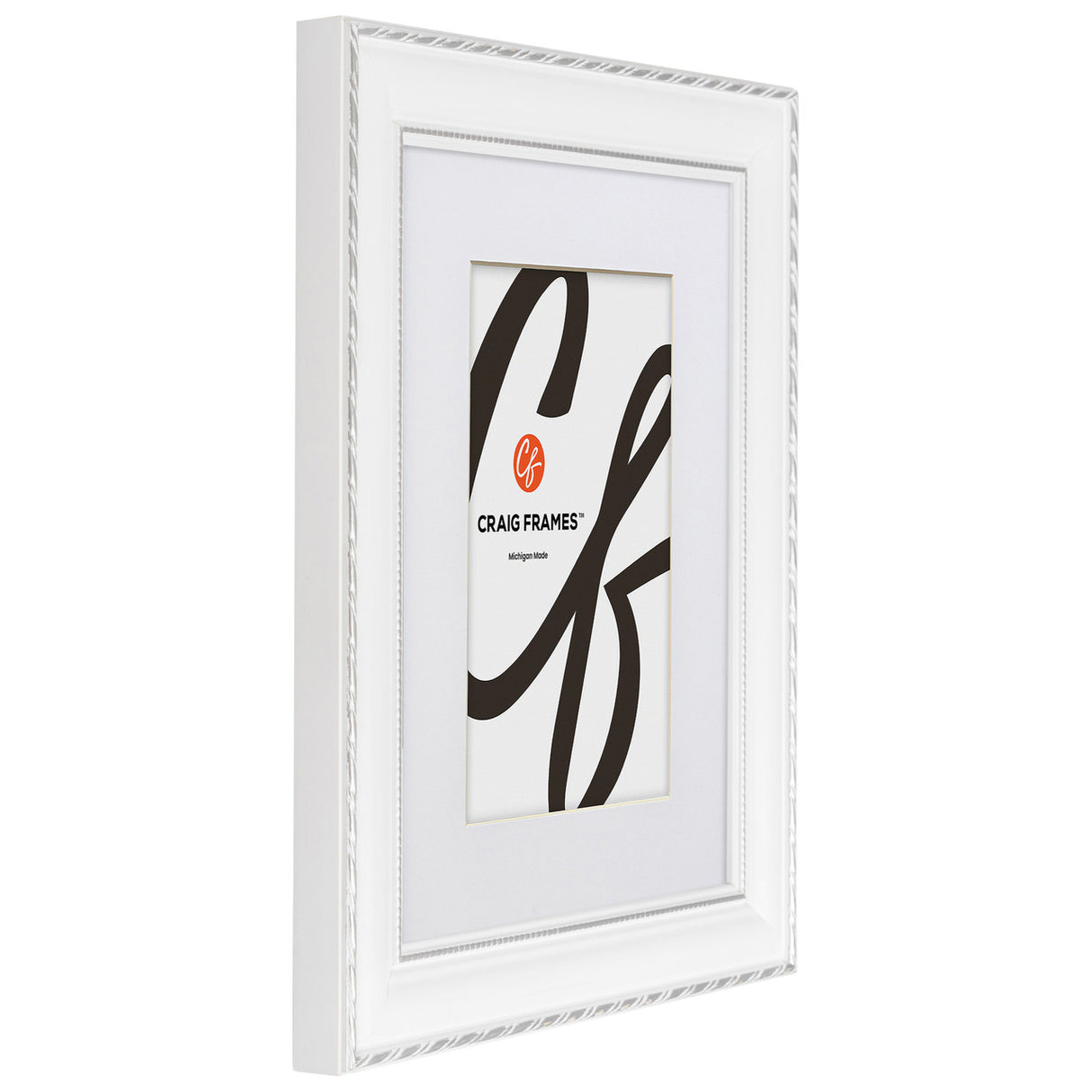 Victoria 1.375", Matted Ornate White and Silver Picture Frame - 4 Piece Set