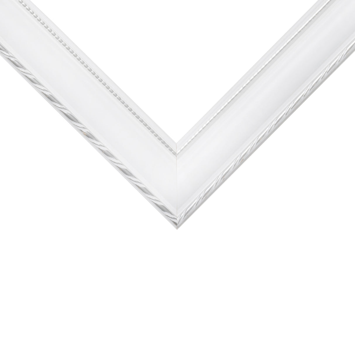Victoria 1.375", Matted Ornate White and Silver Picture Frame