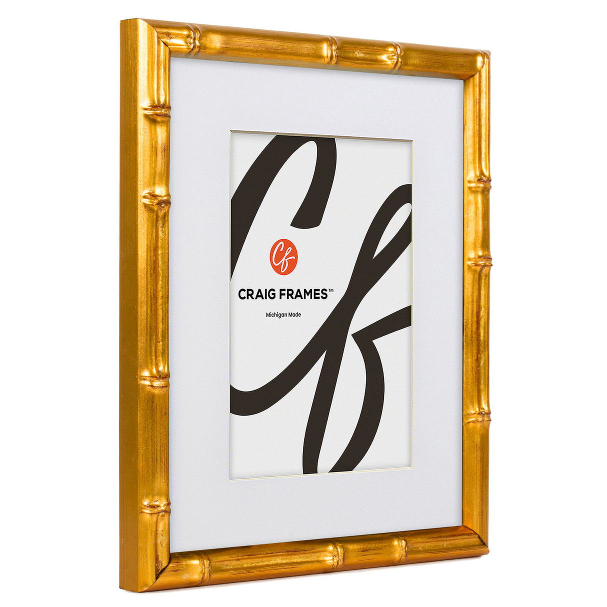 Vintage Bamboo .625", Matted Brushed Gold Picture Frame - 4 Piece Set