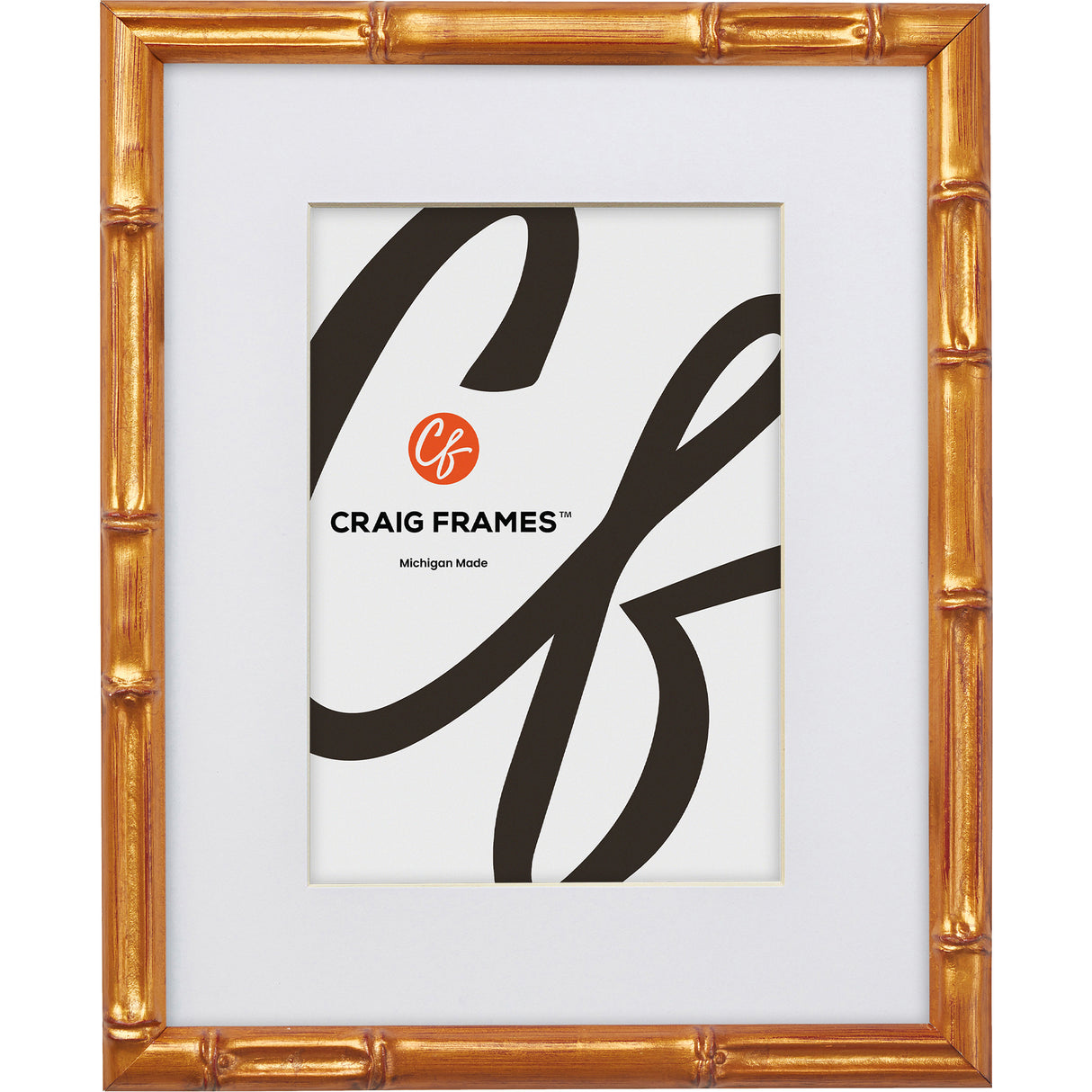 Vintage Bamboo .625", Matted Brushed Gold Picture Frame