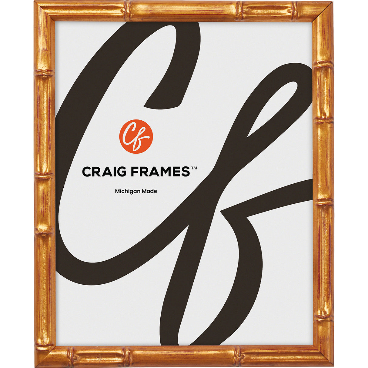 Vintage Bamboo .625", Brushed Gold Picture Frame - 4 Piece Set