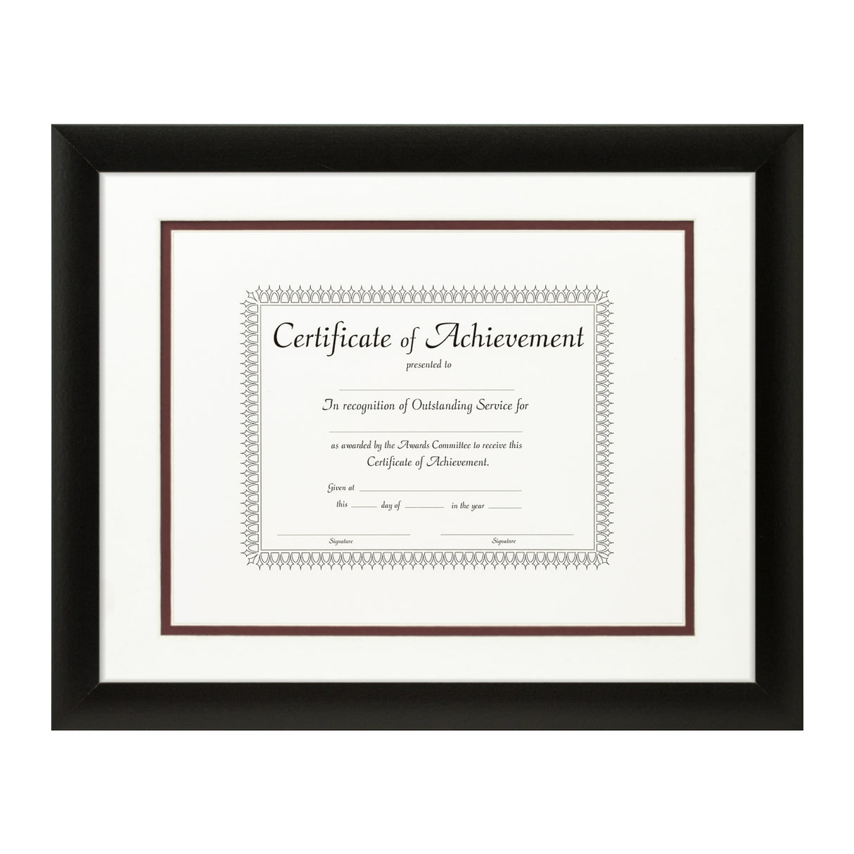 Contemporary Black Document Frame – White/Maroon Mat