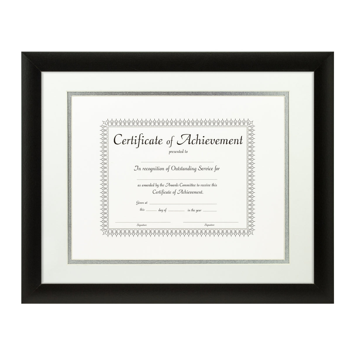 Contemporary Black Document Frame – White/Silver Mat