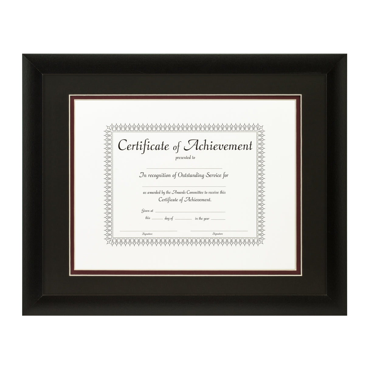 Contemporary Black Document Frame – Black/Maroon Mat