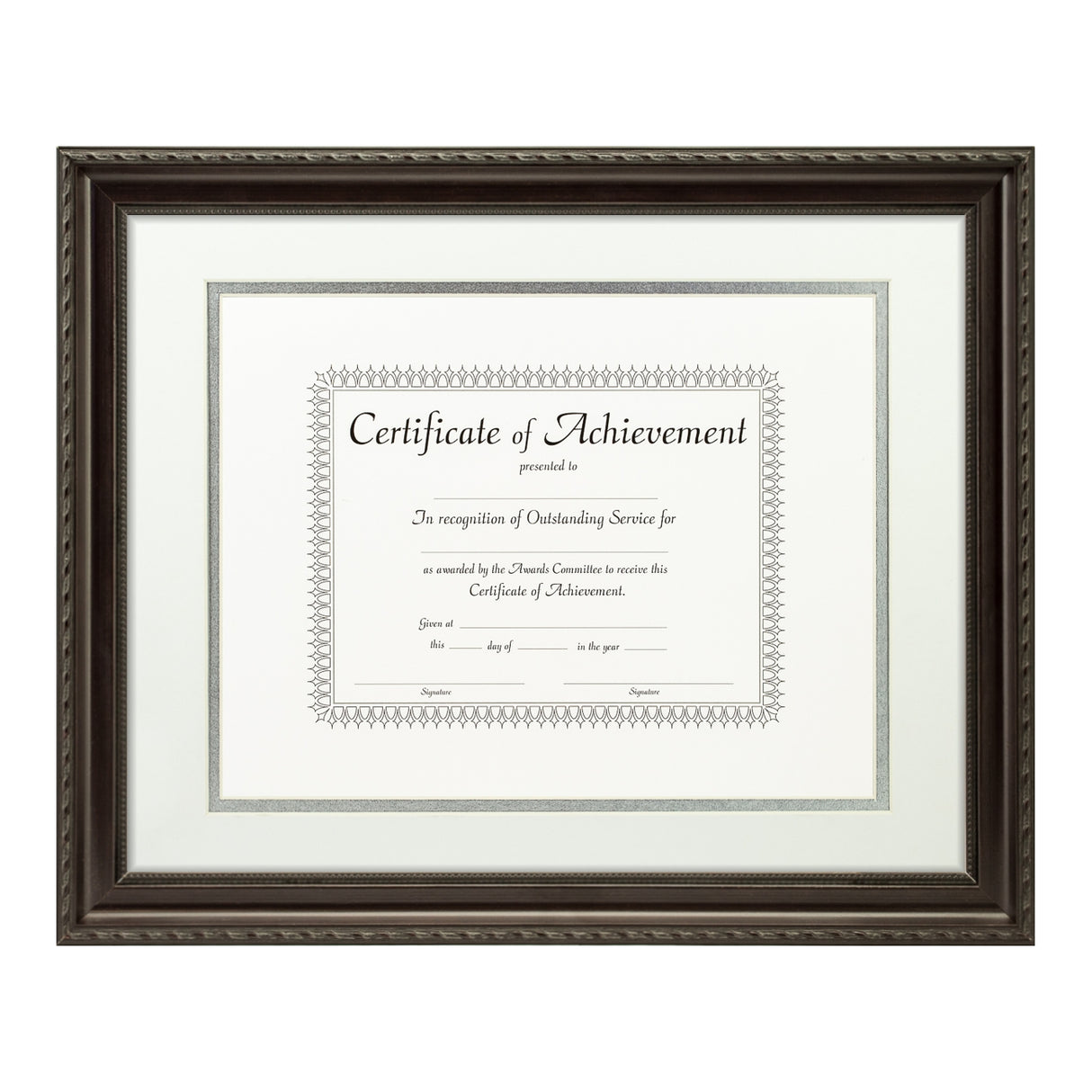 Annesbury Dark Walnut Document Frame – White/Silver Mat