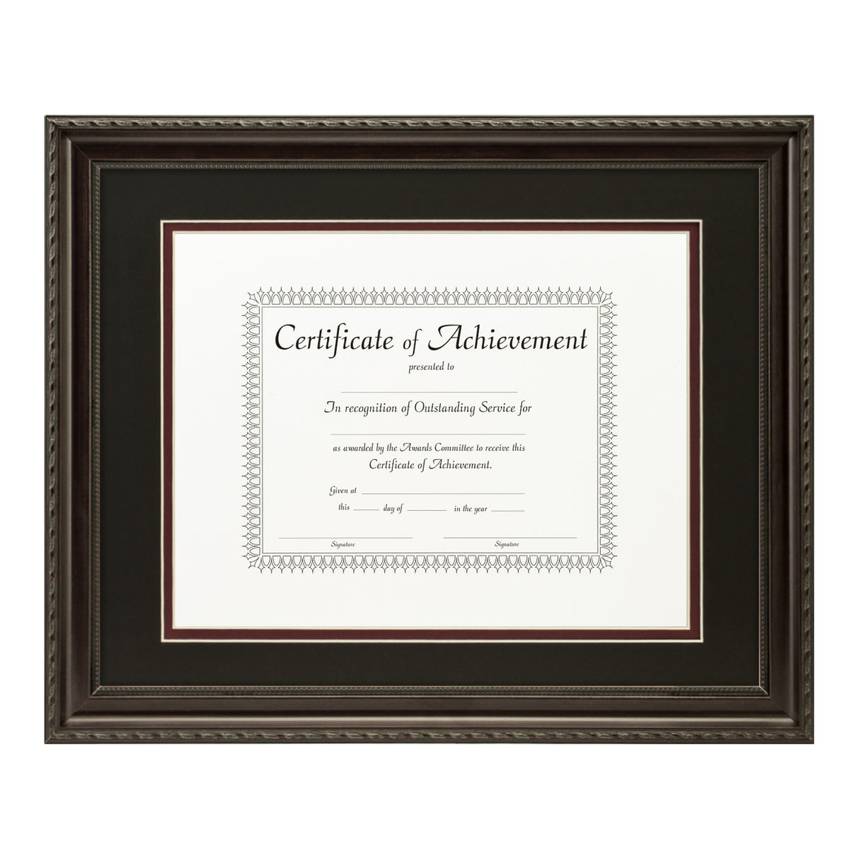 Annesbury Dark Walnut Document Frame – Black/Maroon Mat