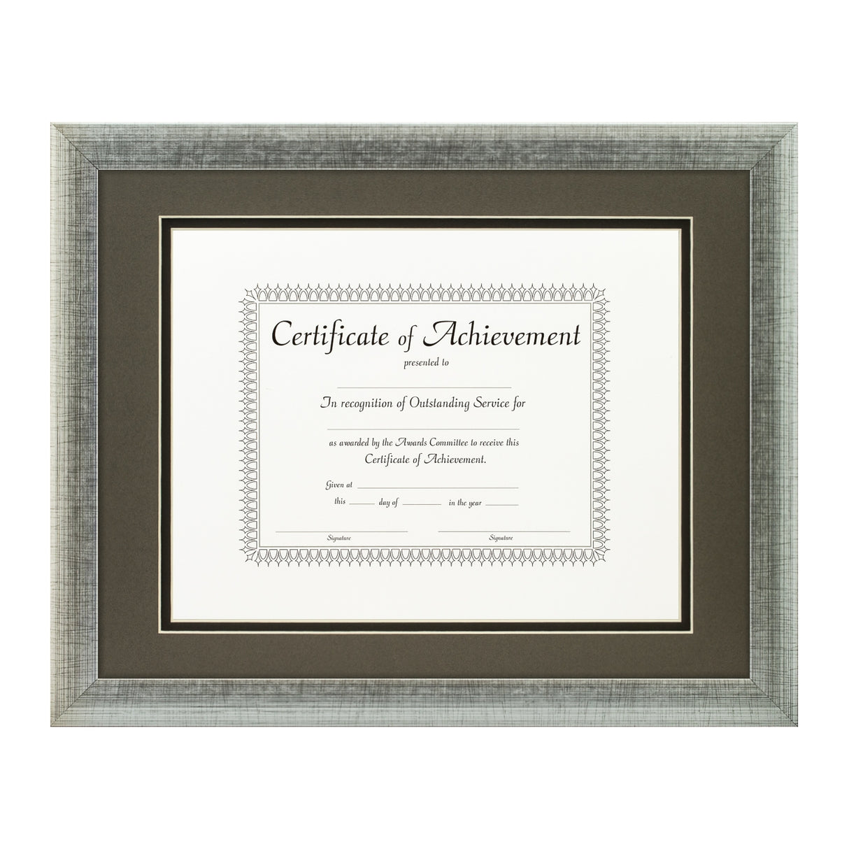 Contemporary Scratched Silver Document Frame – Cinder/Black Mat
