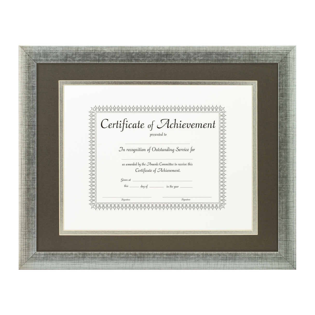 Contemporary Scratched Silver Document Frame – Cinder/Silver Mat