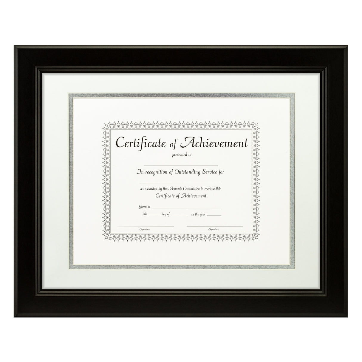 Mossehaus Black Satin Document Frame – White/Silver Mat