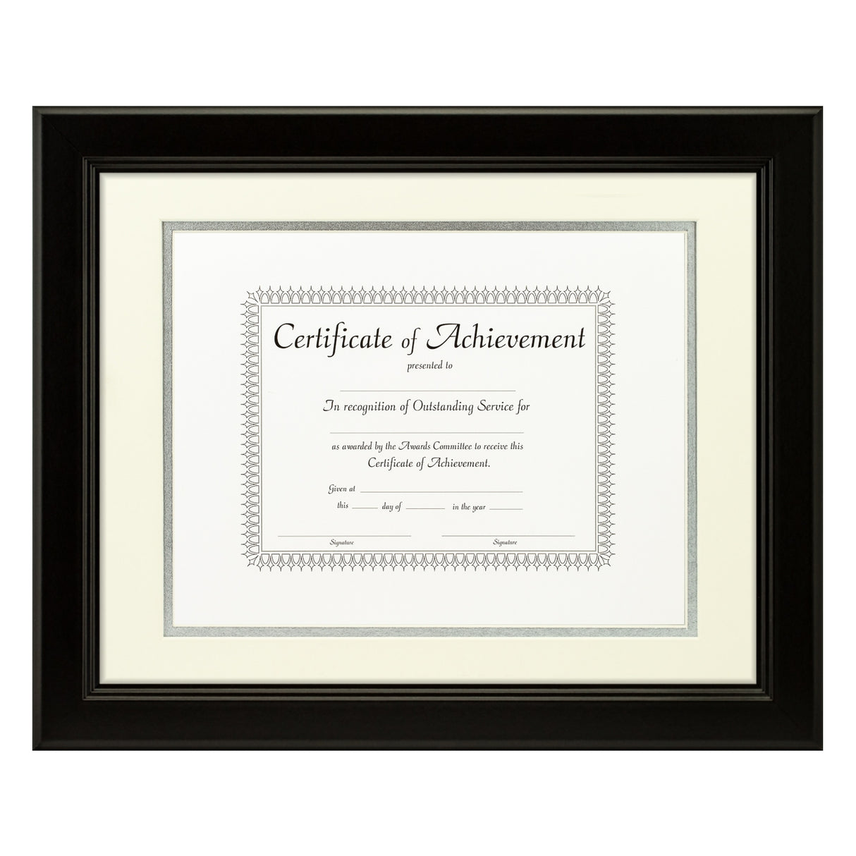 Mossehaus Black Satin Document Frame – Papyrus/Silver Mat