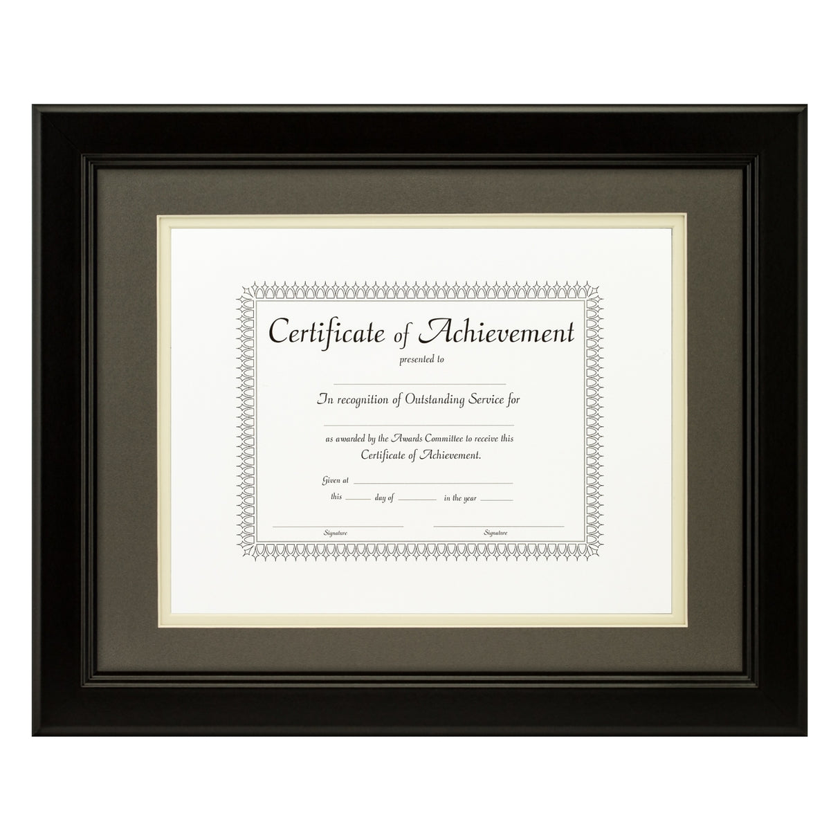 Mossehaus Black Satin Document Frame – Cinder/Papyrus Mat