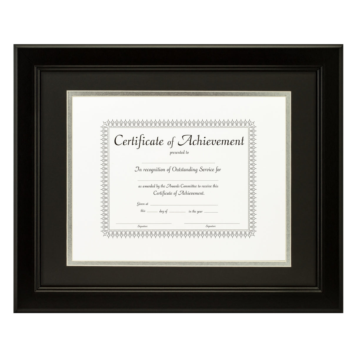 Mossehaus Black Satin Document Frame – Black/Silver Mat