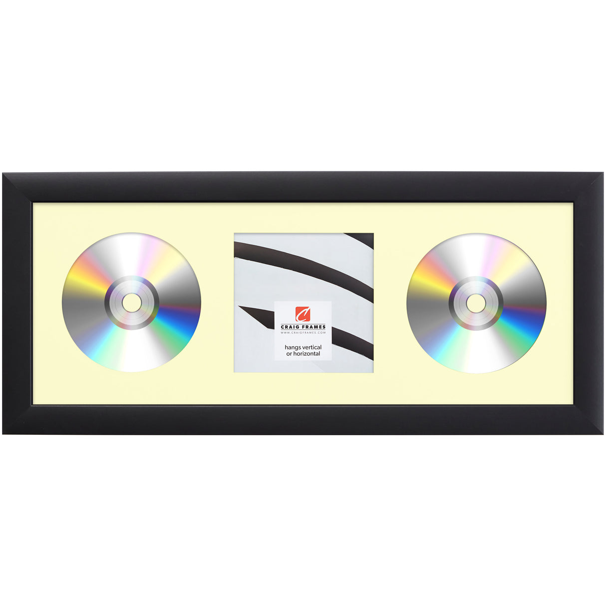 Contemporary Black Double CD Display Frame – Oat Mat