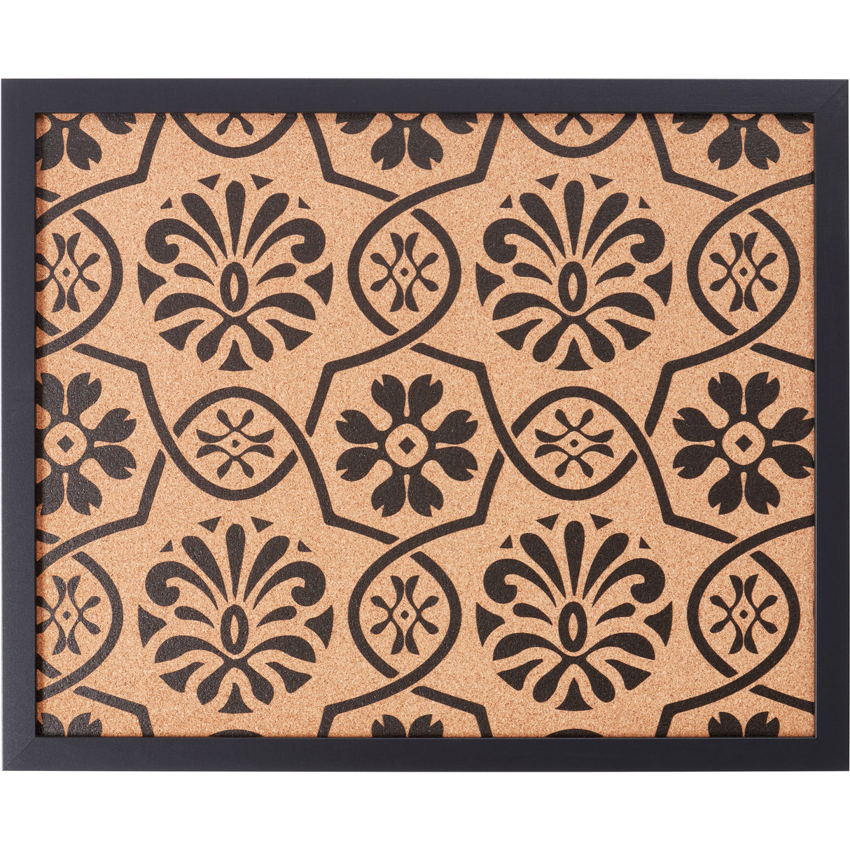 Decorative Floral Cork Bulletin – Essentials Satin Black