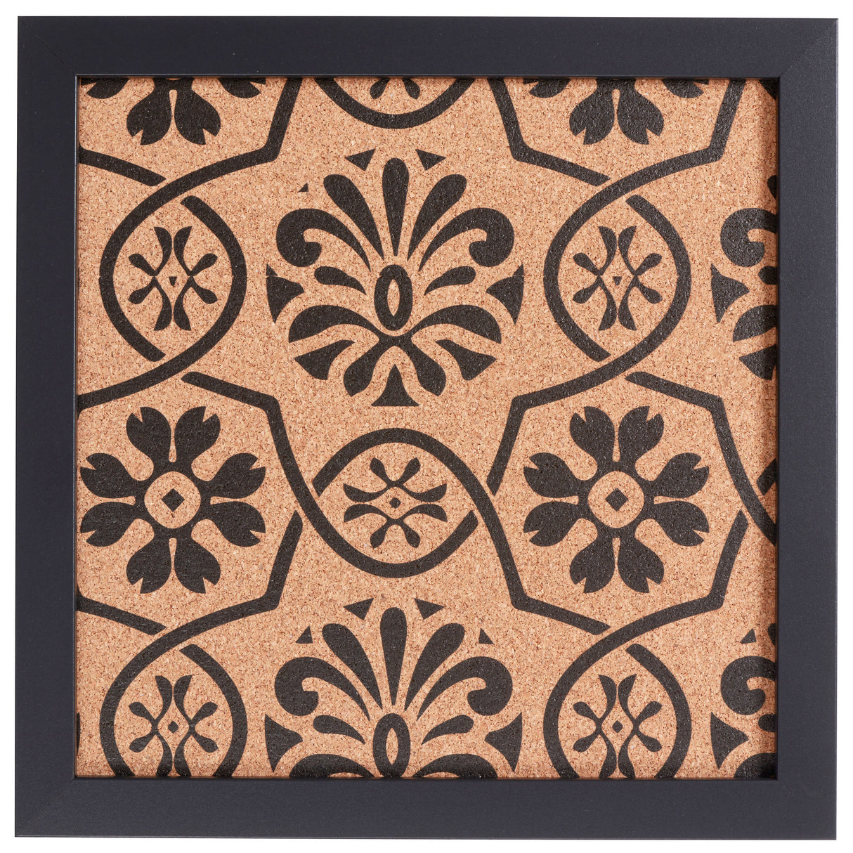 Decorative Floral Cork Bulletin – Essentials Satin Black