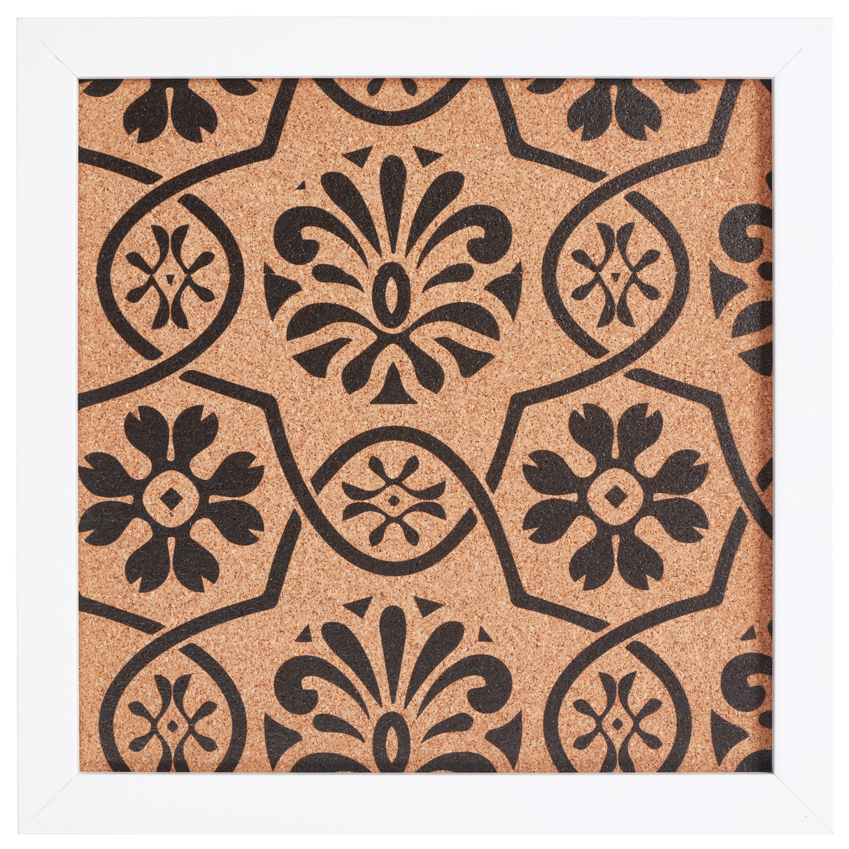 Decorative Floral Cork Bulletin – Essentials Satin White