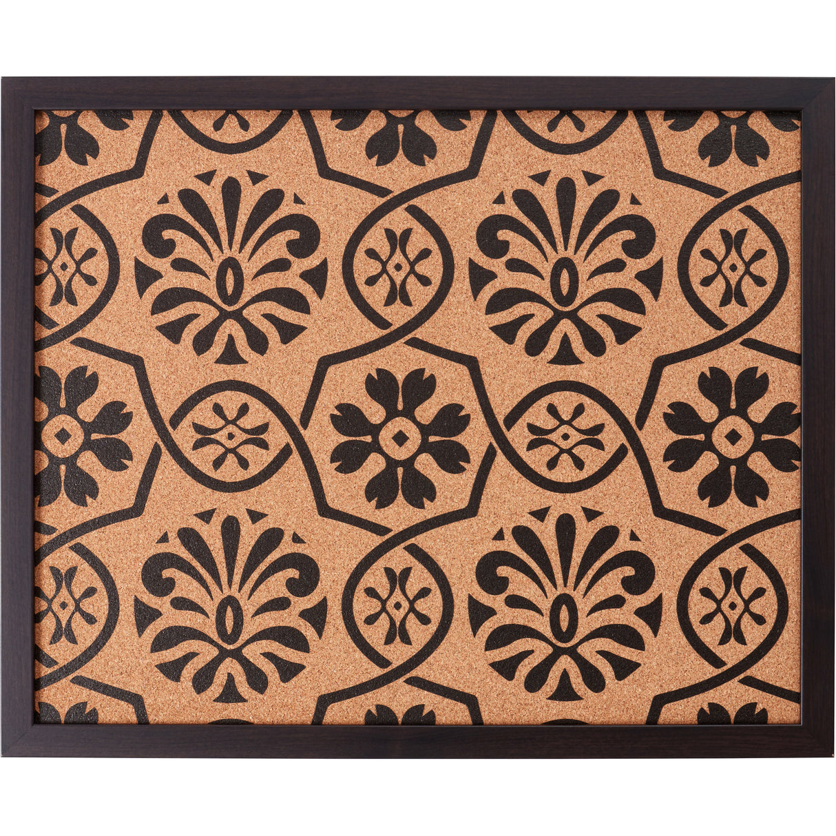 Decorative Floral Cork Bulletin – Essentials Brazilian Walnut