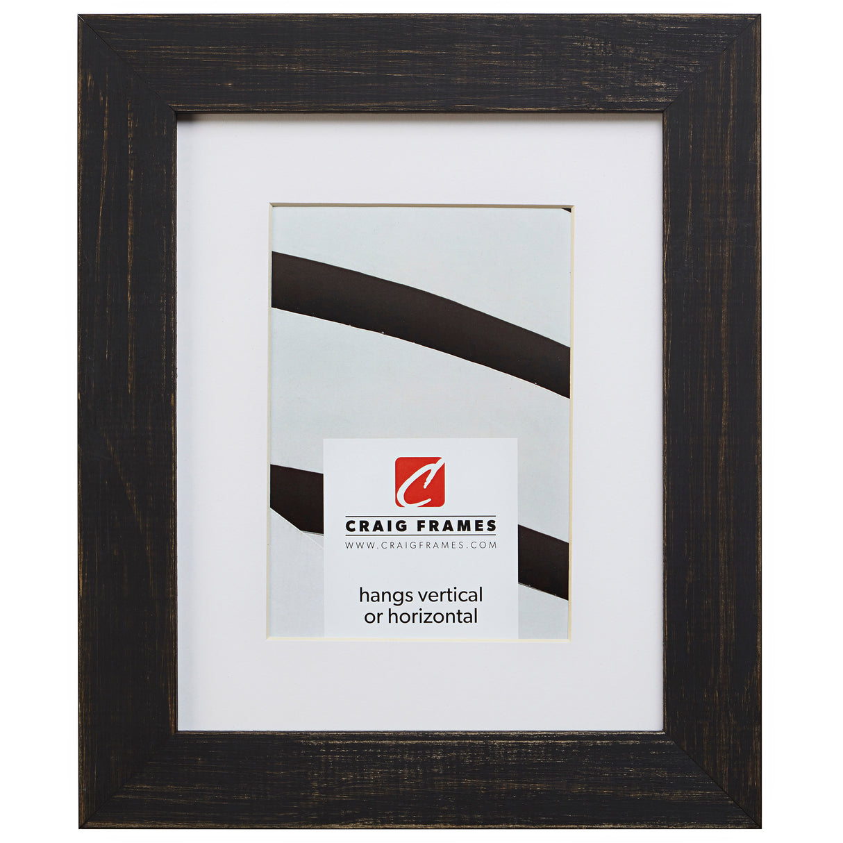 Jasper 1.5", Country Charcoal Black Matted Picture Frame