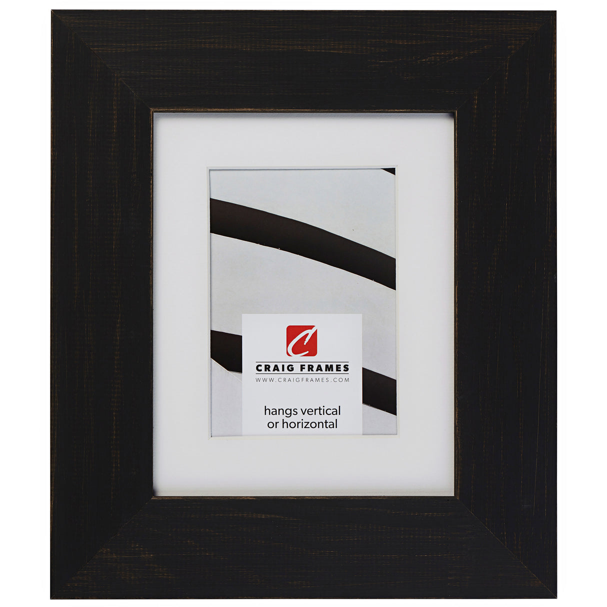 Jasper Wide 2.5", Rustic Charcoal Black Matted Picture Frame