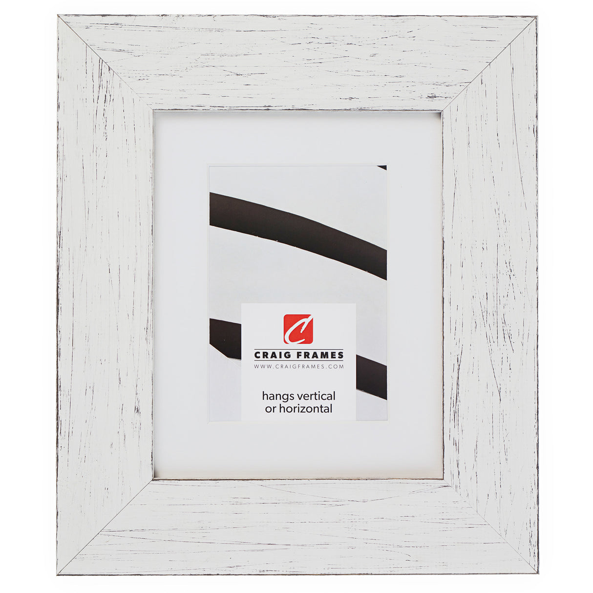 Jasper Wide 2.5", Rustic Marshmallow White Matted Picture Frame