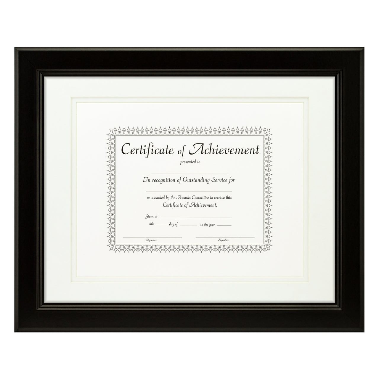 Mossehaus Black Satin Document Frame – White/White Mat