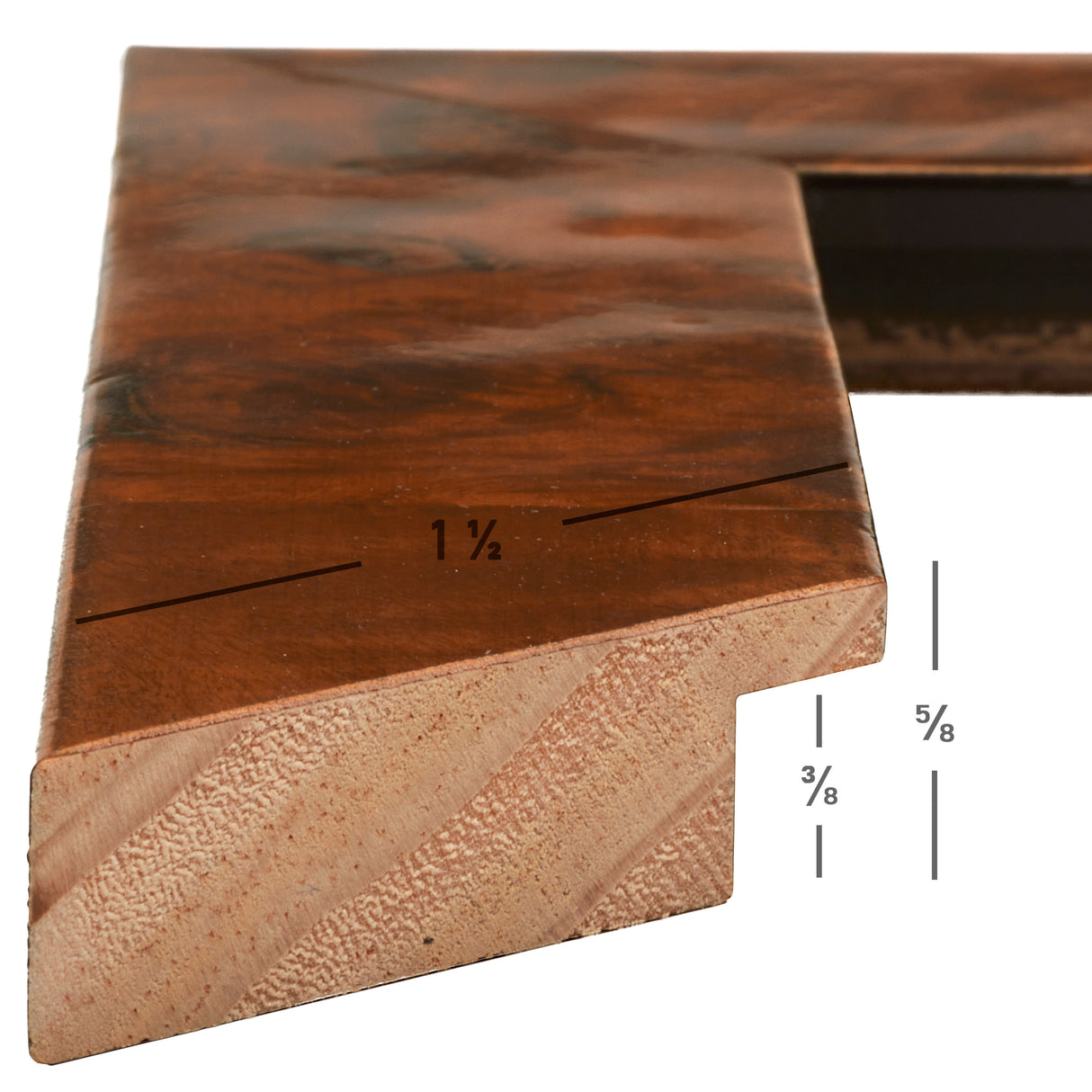 Innovations 1.5", Glossy Honey Brown Burl Picture Frame