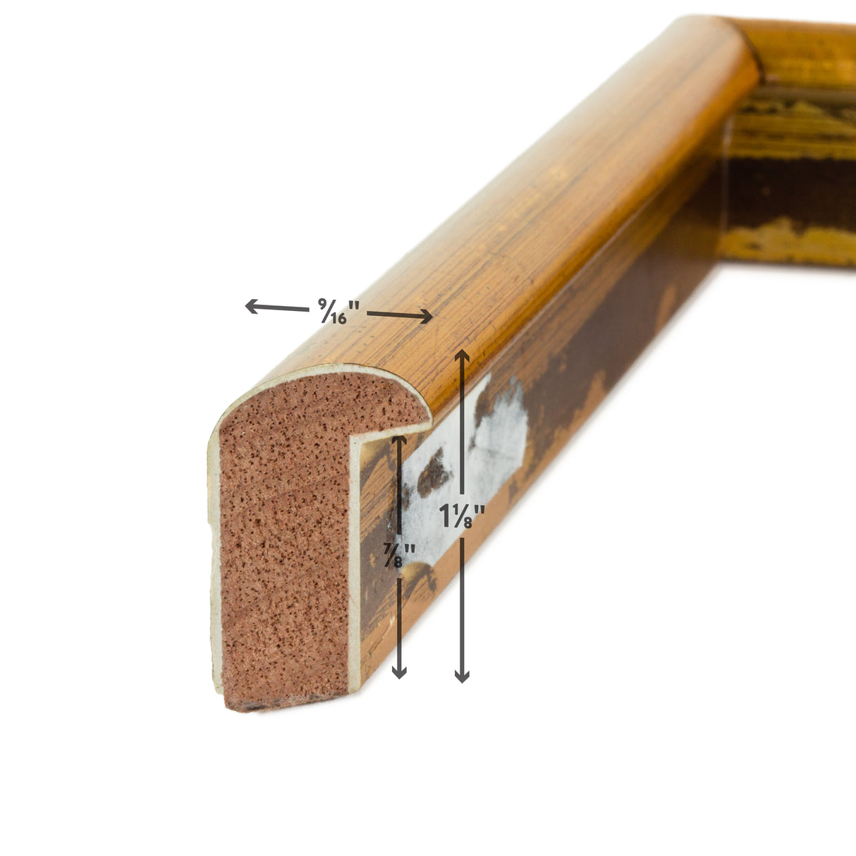 Bullnose .5", Brushed Gold Picture Frame