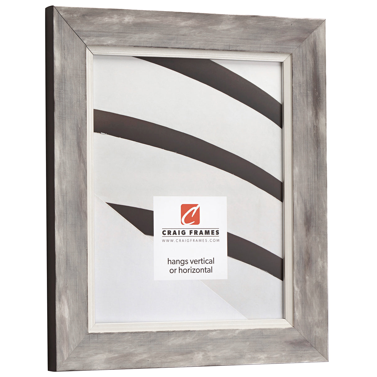 Aristocrat 1.625", Matted Distressed White and Silver Picture Frame