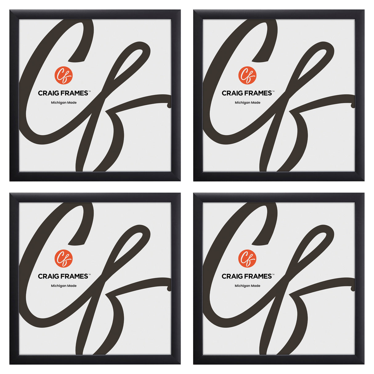 Contemporary 1", Gallery Black Picture Frames - 4 Piece Set